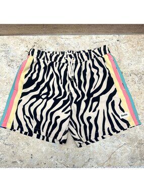 Duvin Zebra Print Swim Trunks Men Size M Multi Elastic Waist Beach Shorts Lined